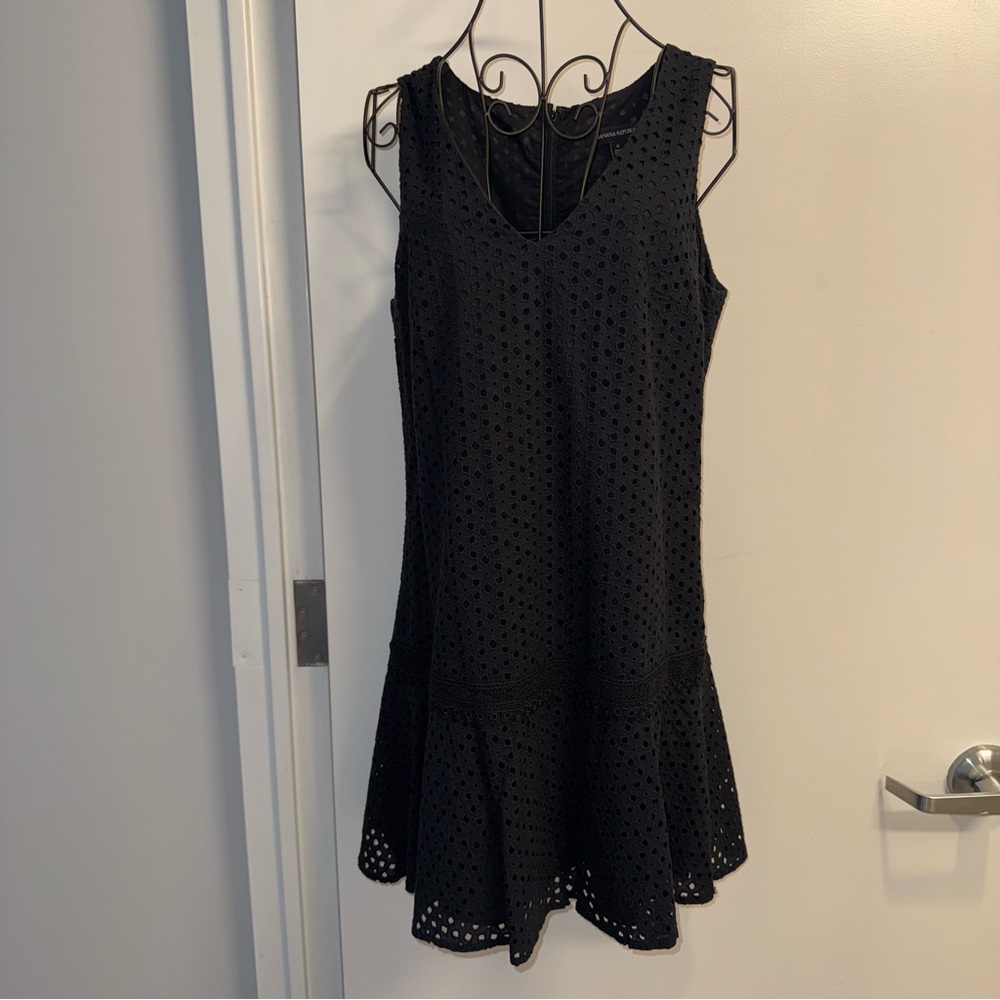 Banana Republic Black Eyelet Sleeveless Mini Dress